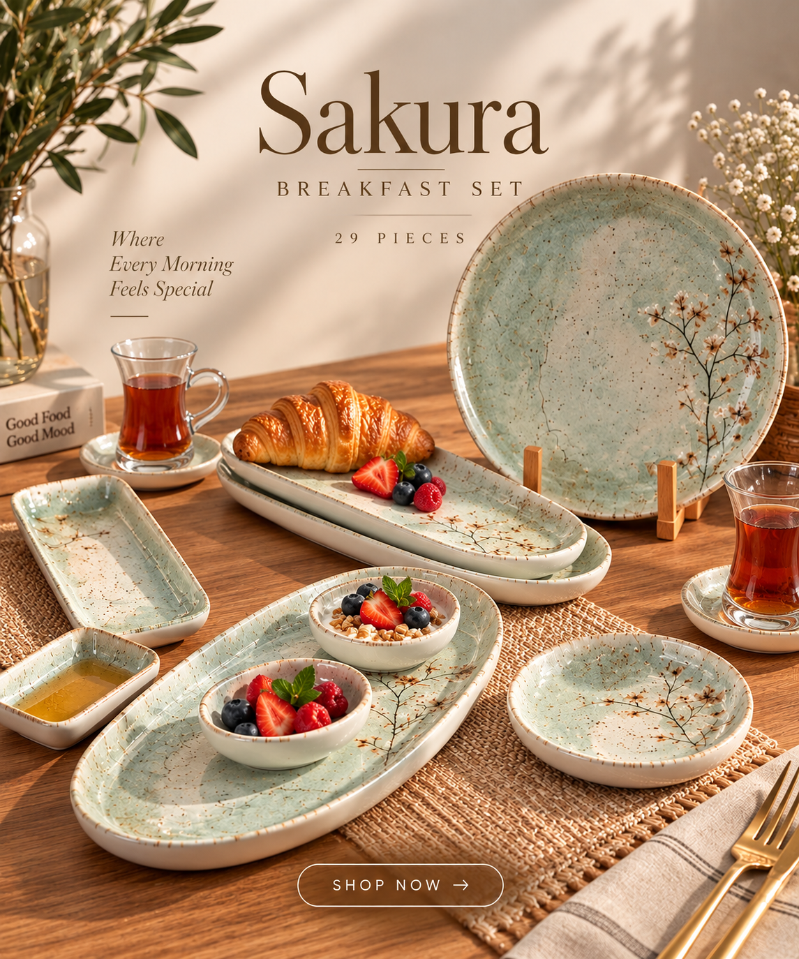 Sakura Breakfast Set – 29 Pieces