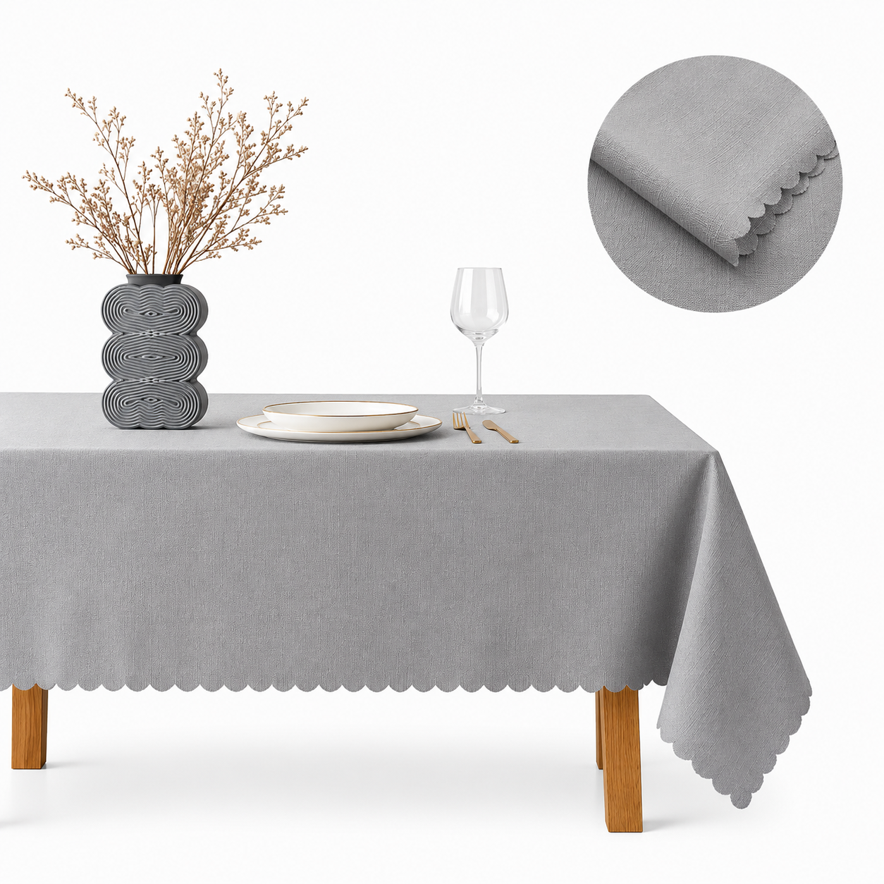 Vintage Grey Tablecloth (140x240 cm)