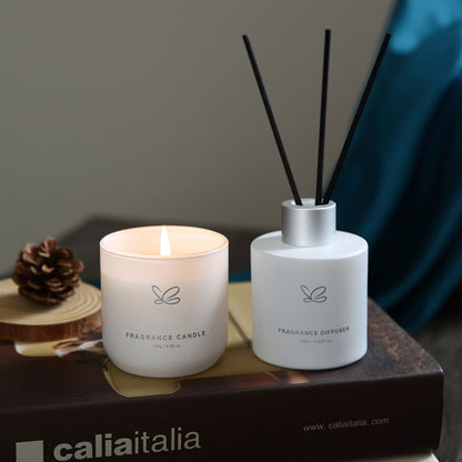 Home Fragrance Set: Reed Diffuser & Candle (White)