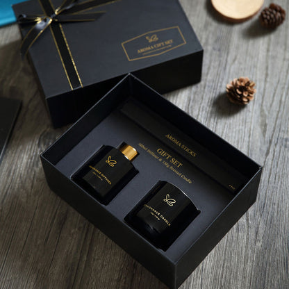 Home Fragrance Set: Reed Diffuser & Candle (Black)
