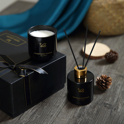 Home Fragrance Set: Reed Diffuser & Candle (Black)