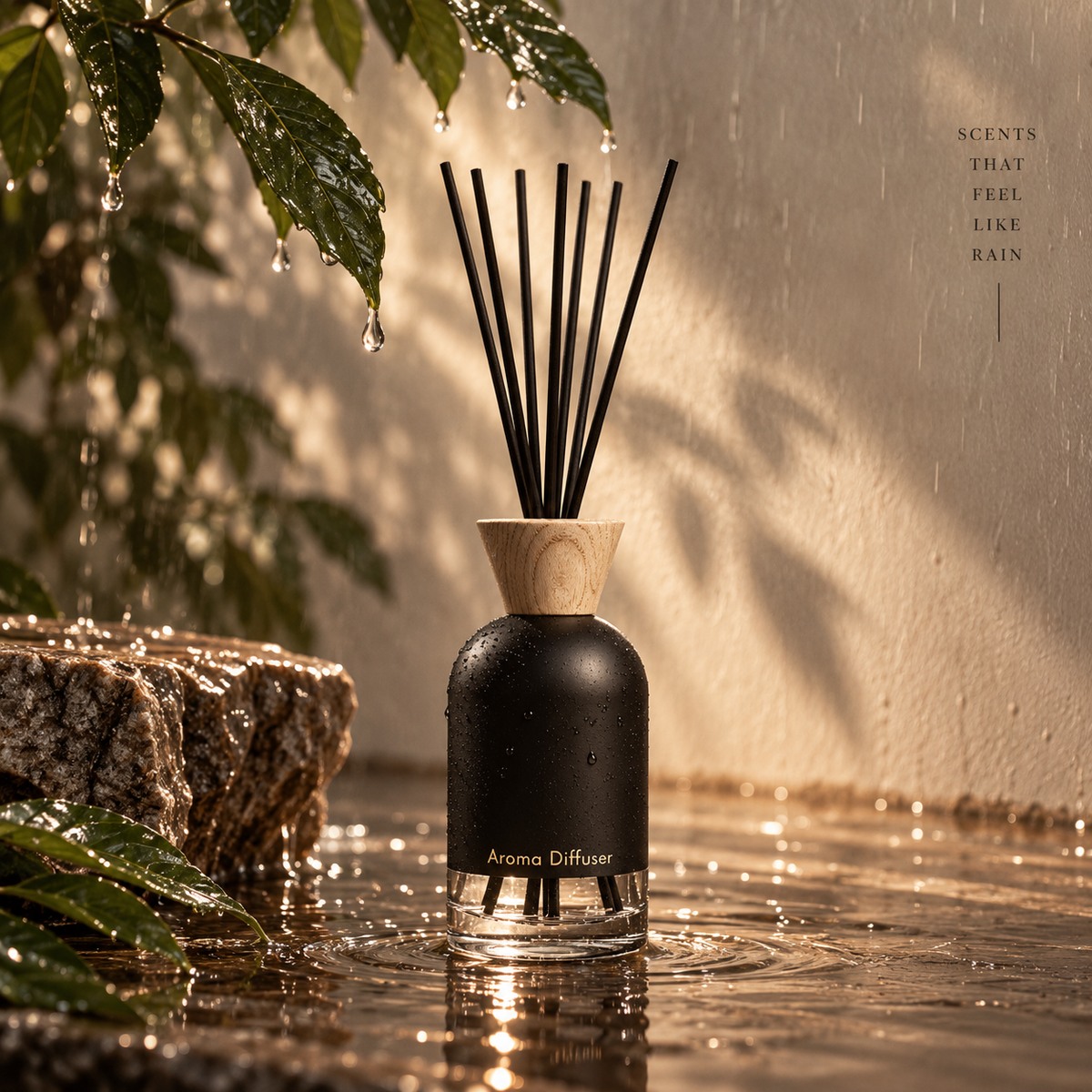 Black Luxury Aroma Diffuser (Rose Water & Green Wood)
