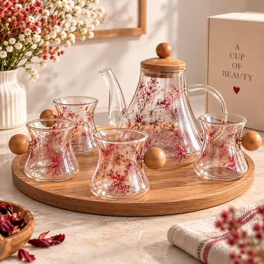 Blossom Glass Tea Set – 8 Pieces