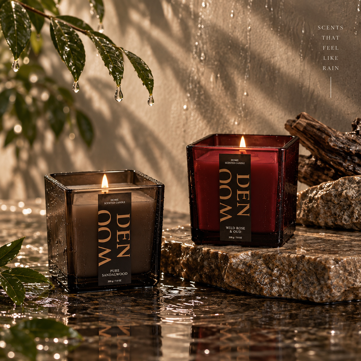 Luxury Hand Poured Scented Candle (Amber & Rose Oud)