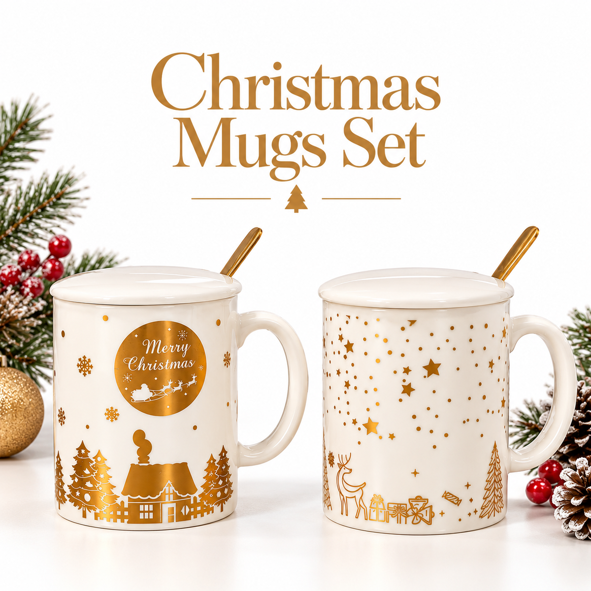 Christmas Mugs Set of 2