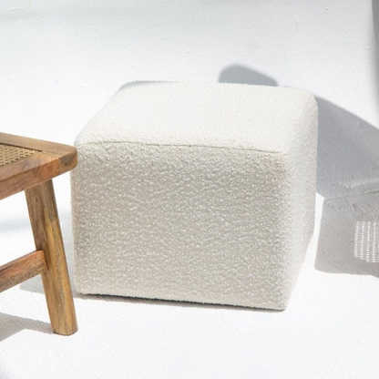 Square Pouf Ottoman Beige (45x35 cm)