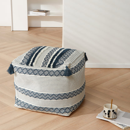 Boho Pouf Ottoman Blue (45x45x40 cm)