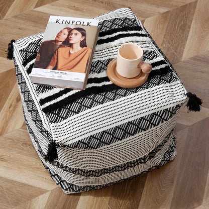Boho Pouf Ottoman (45x45x40 cm, Multiple Colors)