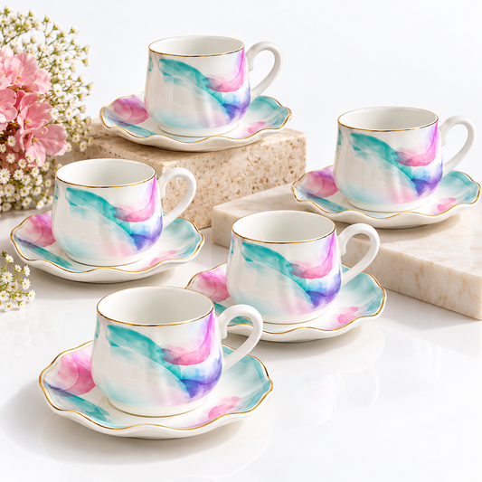 Aquarelle Espresso Set – 12 cups with saucers