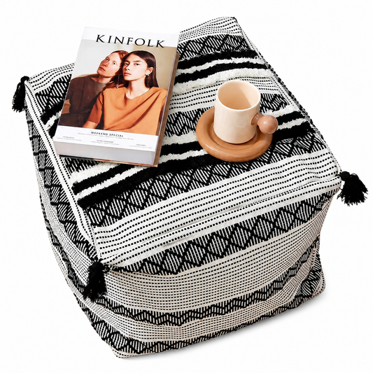 Boho Pouf Ottoman (45x45x40 cm, Multiple Colors)