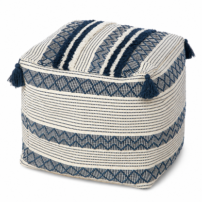 Boho Pouf Ottoman Blue (45x45x40 cm)