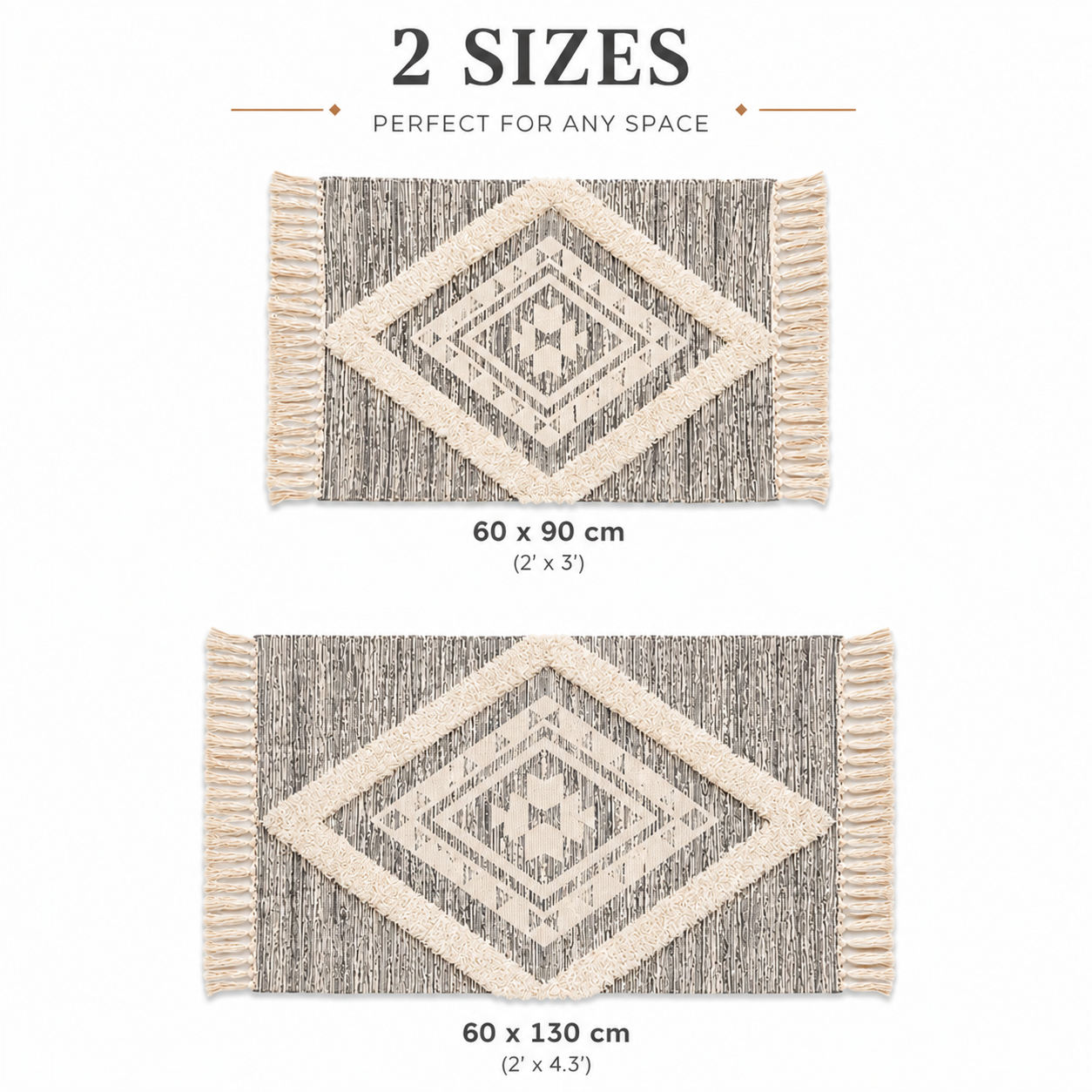 Set of 2 Tufted Grey Area Rugs