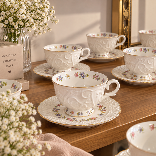 Floral Elegance Tea Cup Set – 12 Cups