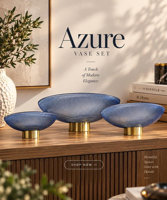 Azure Vase Set – 3 Pieces