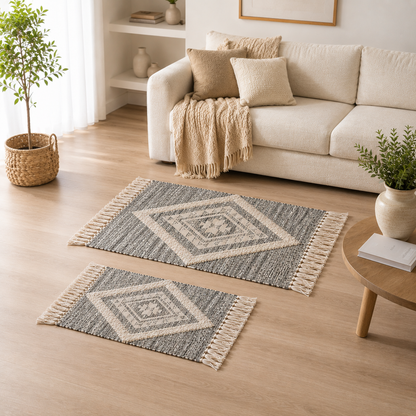 Set of 2 Tufted Grey Area Rugs