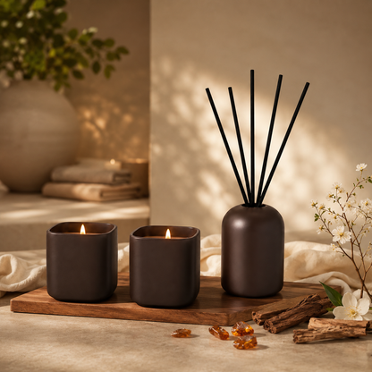 150 ml Aroma Diffuser & 2 scented candles: The Amber Set