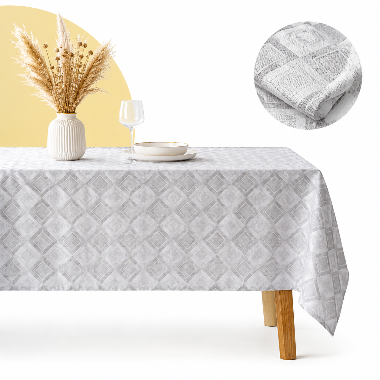 Luxury Jacquard Tablecloth (150x240 cm, White or Grey)